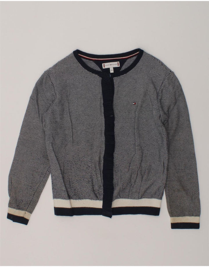 TOMMY HILFIGER Girls Cardigan Sweater 4-5 Years Navy Blue Striped Cotton | Vintage Tommy Hilfiger | Thrift | Second-Hand Tommy Hilfiger | Used Clothing | Messina Hembry 