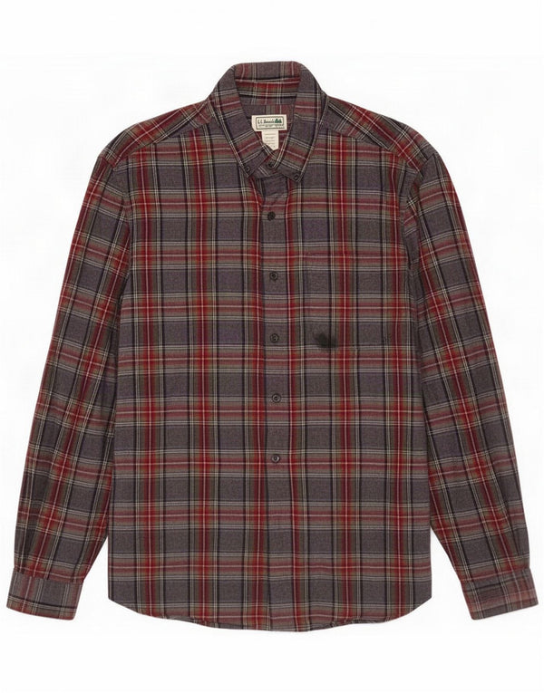 L.L.Bean Mens Flannel Shirt Medium Grey Check Cotton