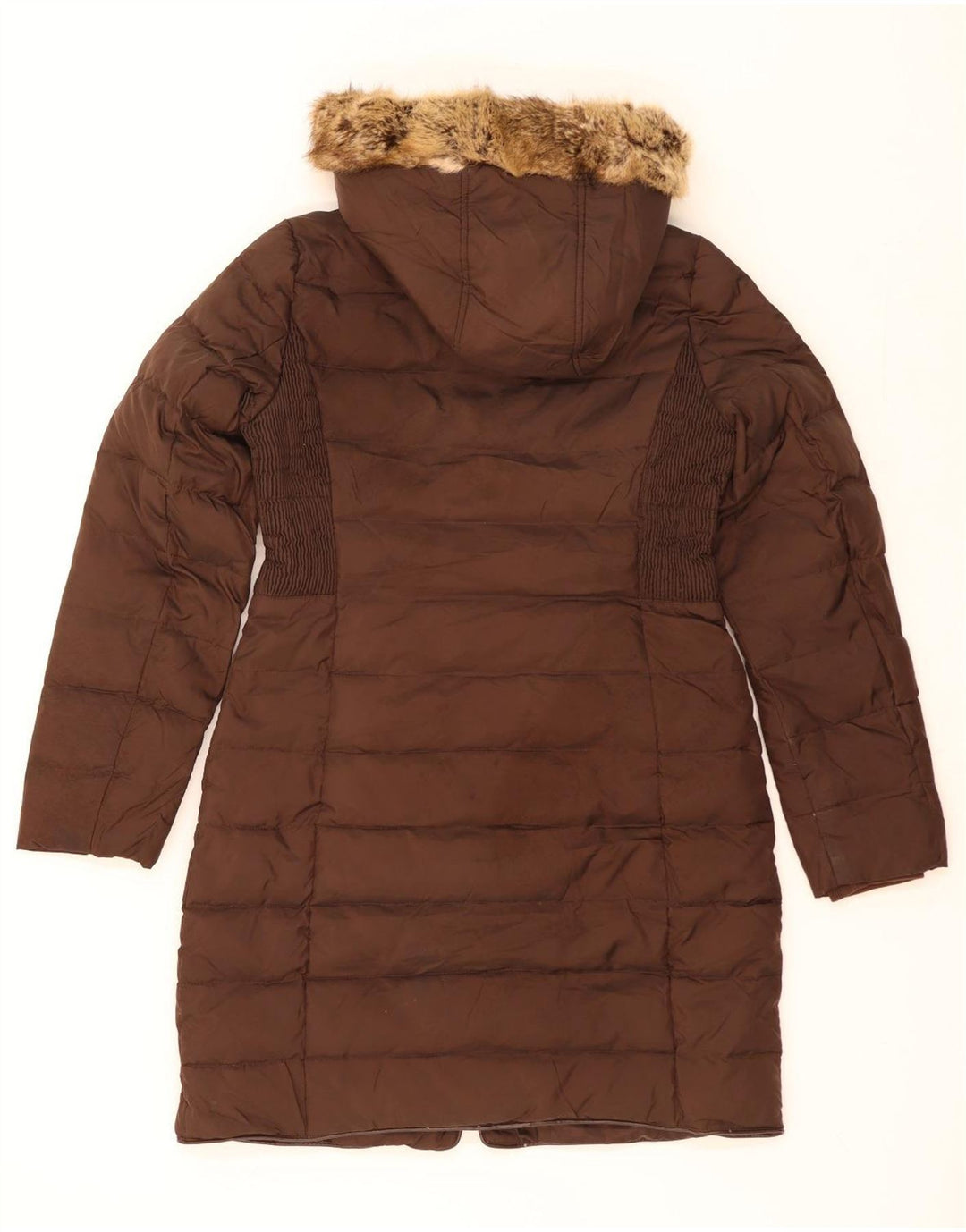 JOULES Womens Hooded Padded Coat UK 10 Small Brown Polyester