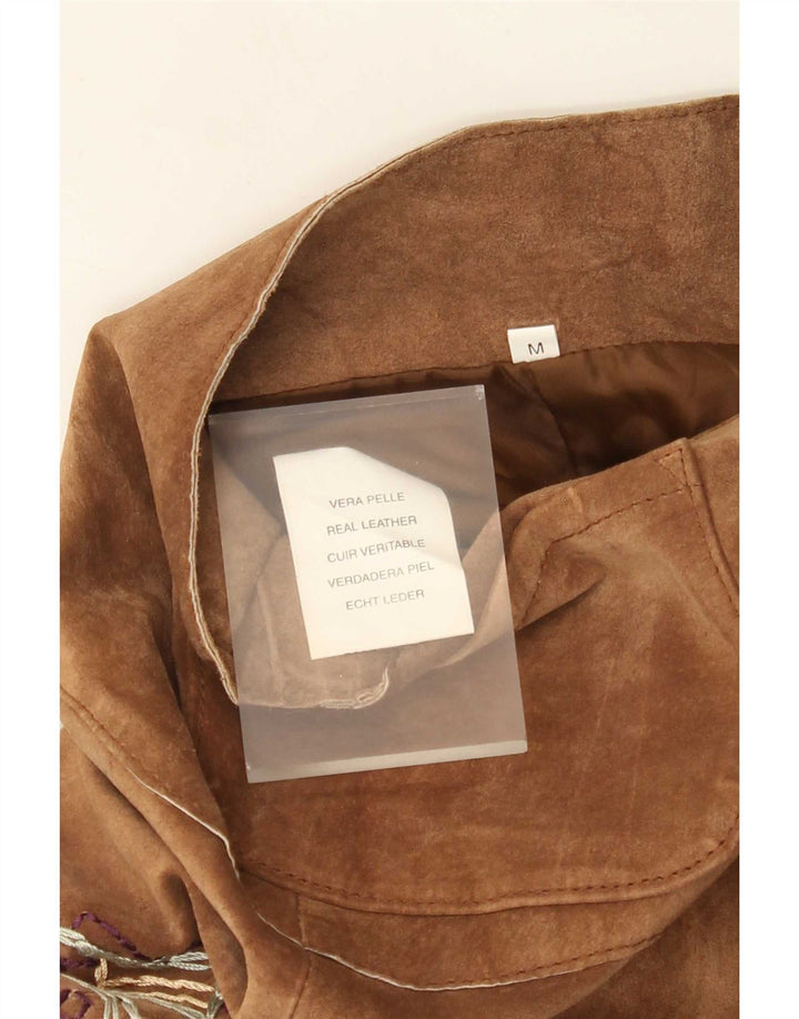 Vintage Womens Bootcut Suede Trousers Medium W30 L33 Brown Leather