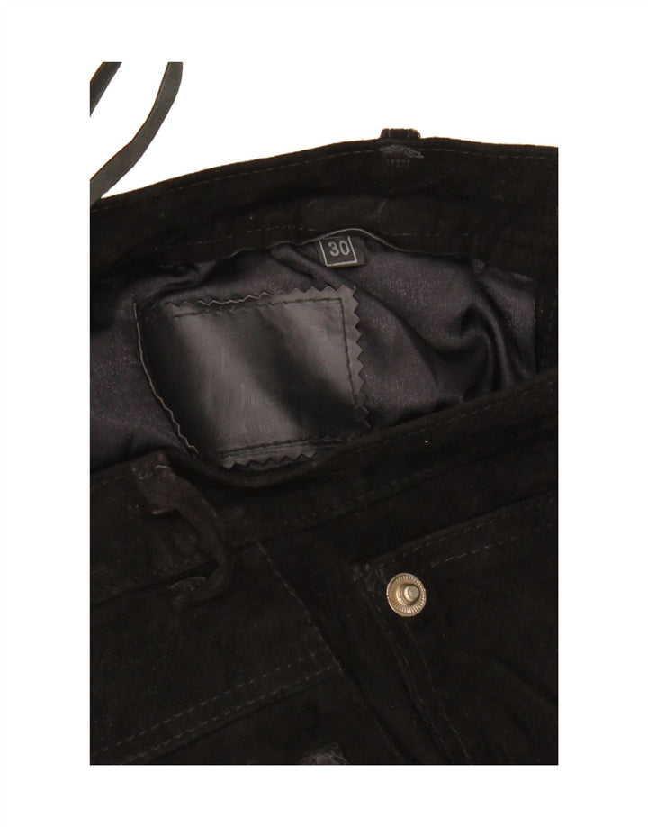 Vintage Womens Suede Casual Shorts W30 Medium Black Leather