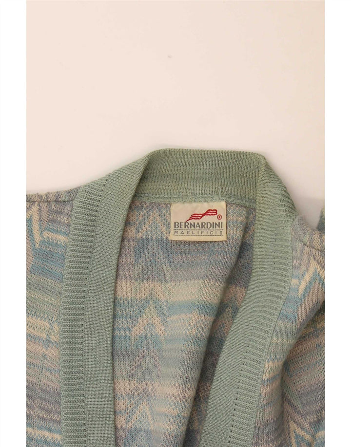 Bernardini Mens Cardigan Sweater Large Multicoloured Geometric Wool