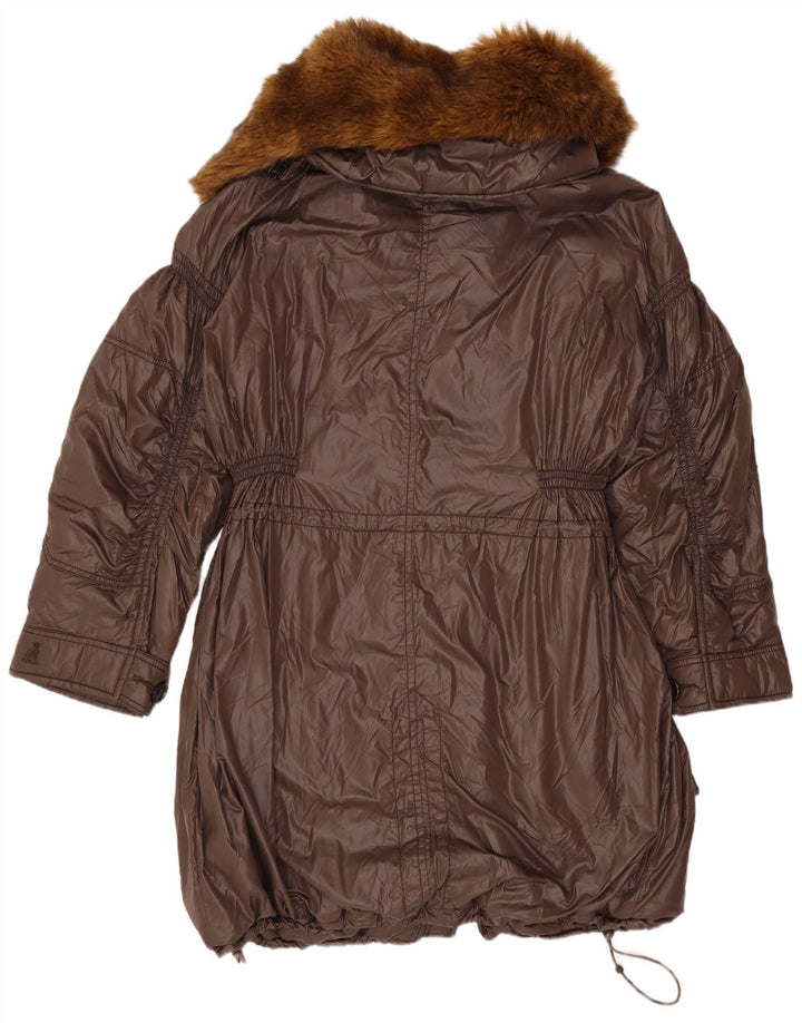 Replay Womens Hooded Oversized Windbreaker Coat UK 10 Small Brown Polyamide