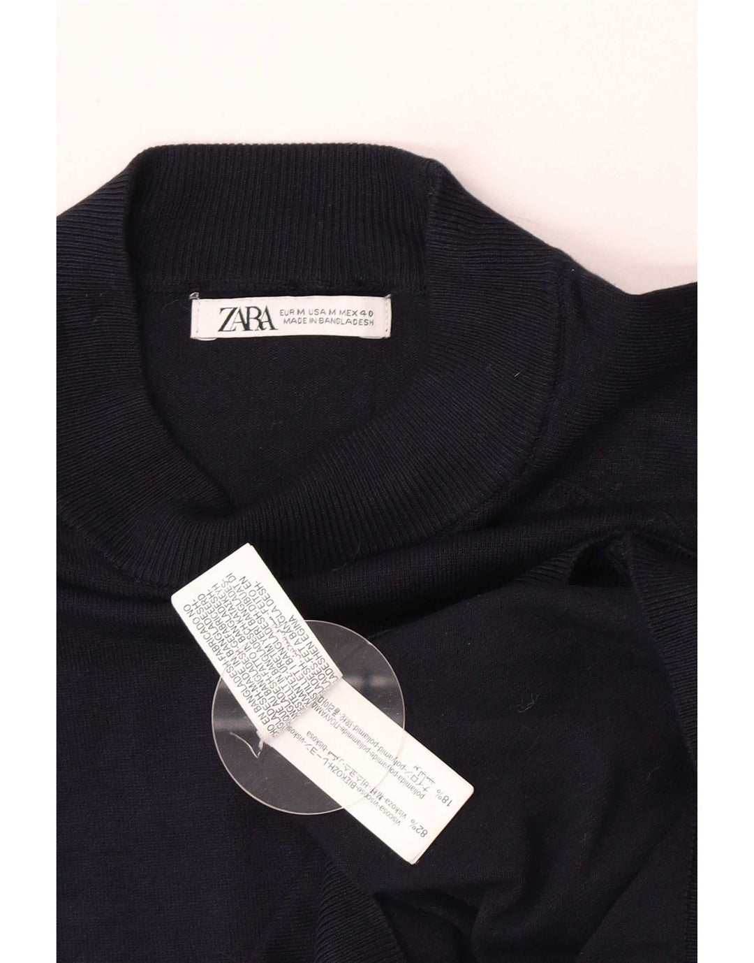 Zara Herre trøje med rund hals, medium marineblå viskose