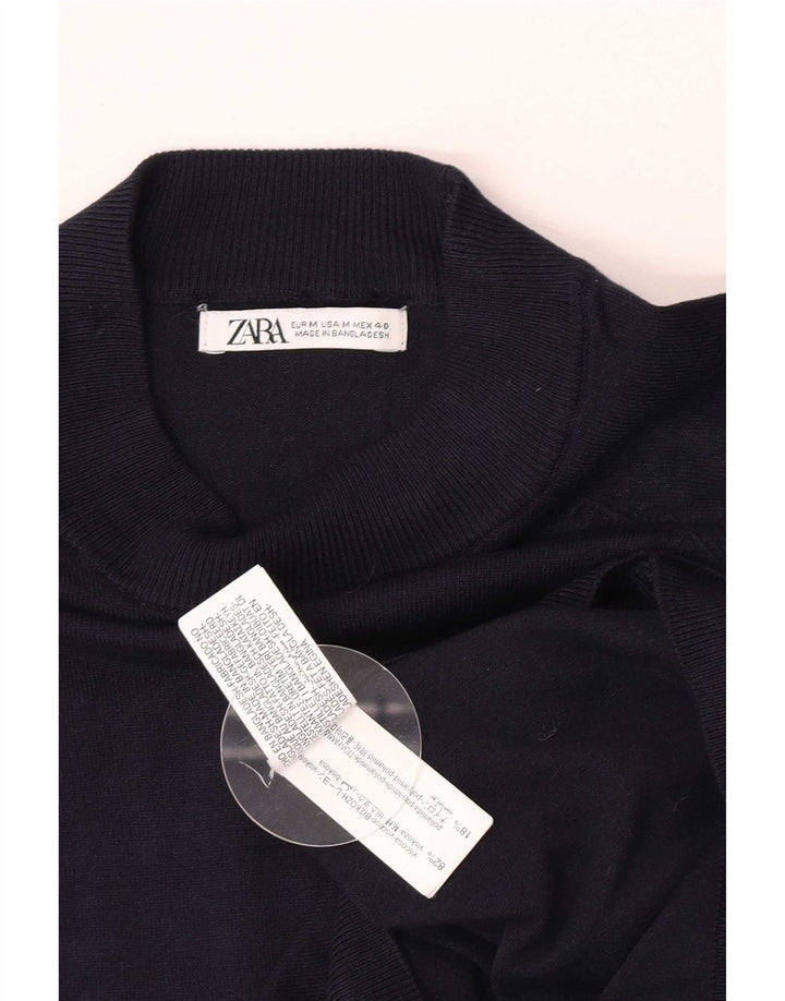 Zara Herre trøje med rund hals, medium marineblå viskose