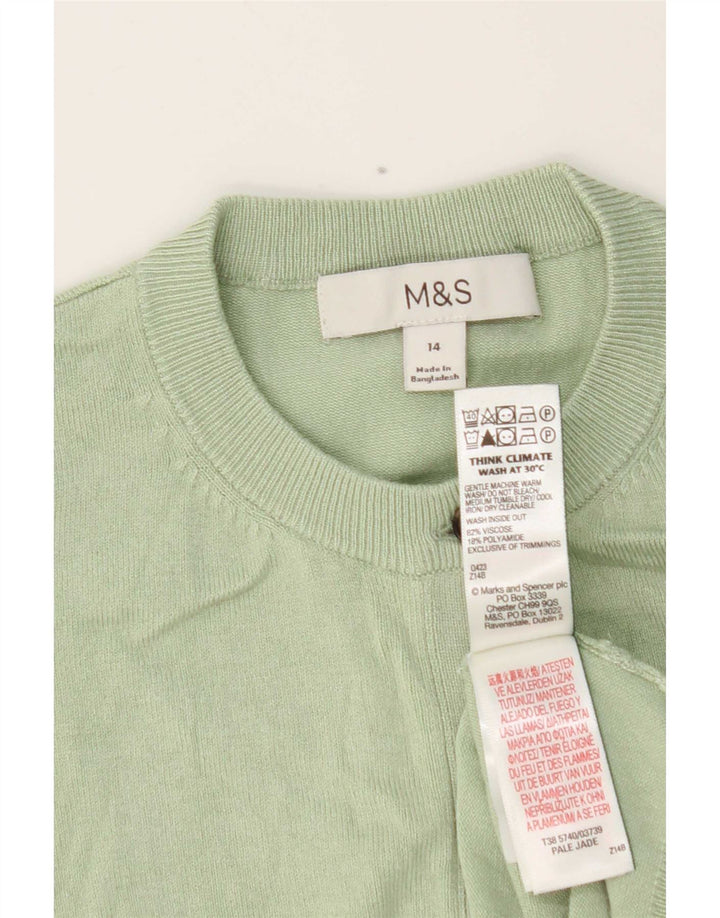 Marks & Spencer Womens Cardigan Sweater UK 14 Medium  Green Viscose