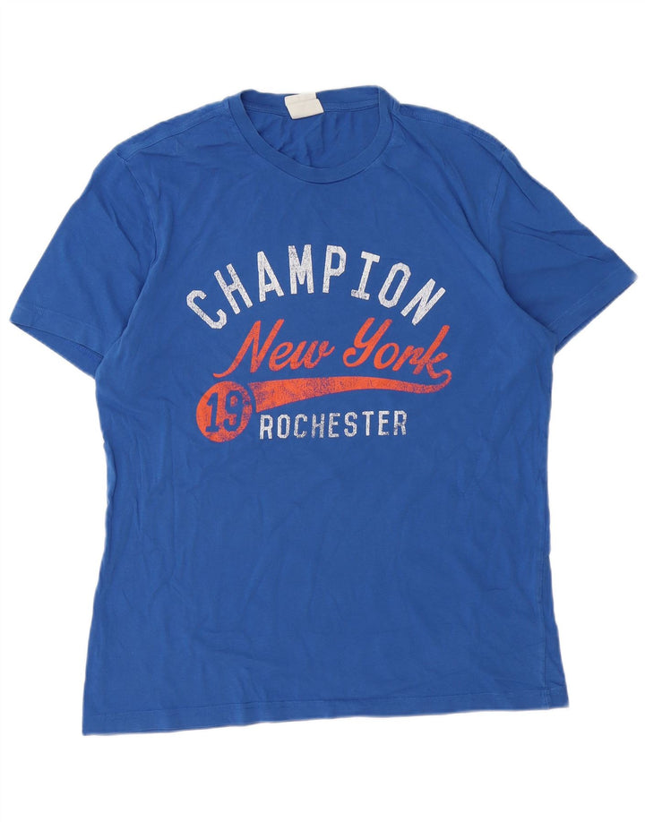 CHAMPION Mens Graphic T-Shirt Top Large Blue