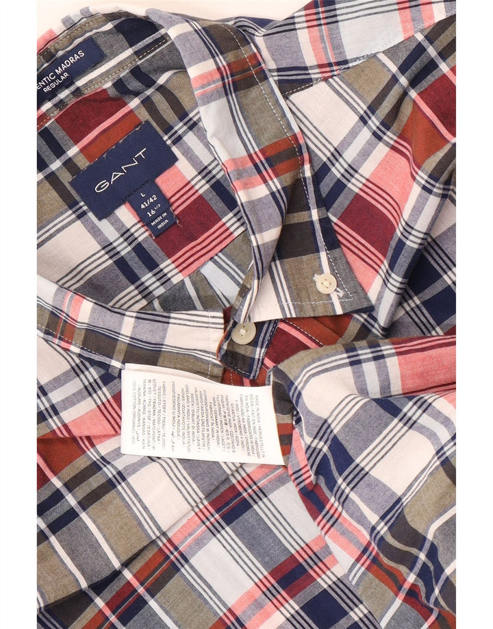 Gant Mens Short Sleeve Shirt Size 41/42 16 1/2 Large Multicoloured Check