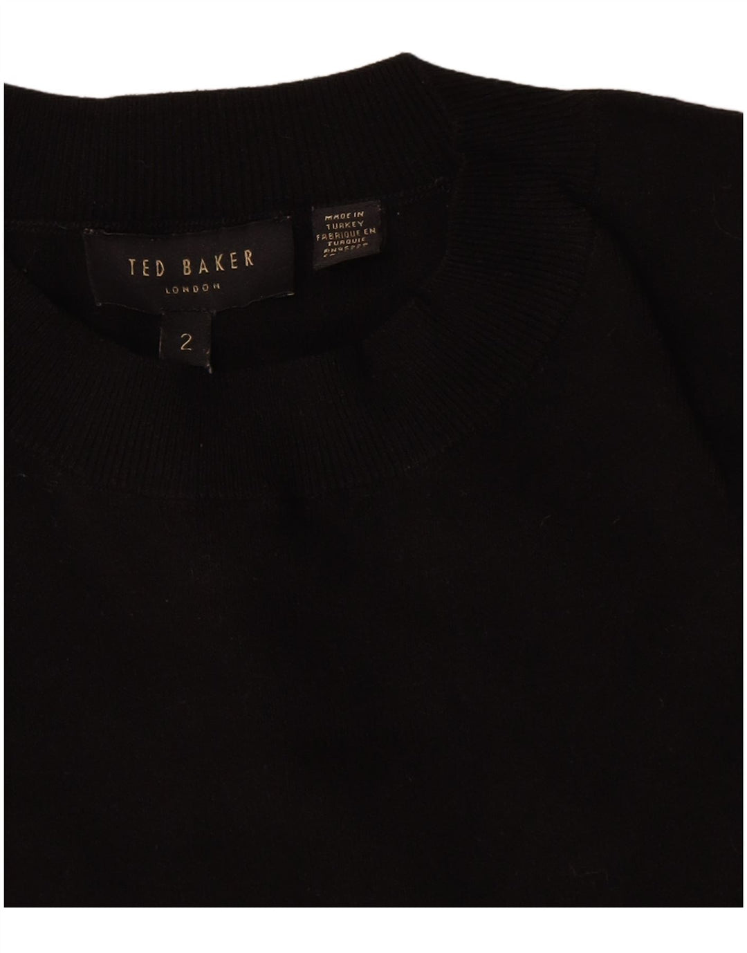 Ted Baker Womens Graphic Crew Neck Jumper Sweater Size 2 Small Black