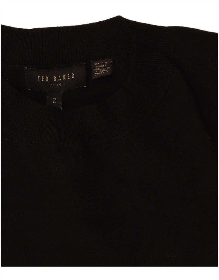 Ted Baker Womens Graphic Crew Neck Jumper Sweater Size 2 Small Black