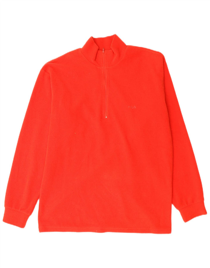 Fila Herren-Fleecepullover mit Reißverschluss am Hals IT 48 Mittelrotes Polyester