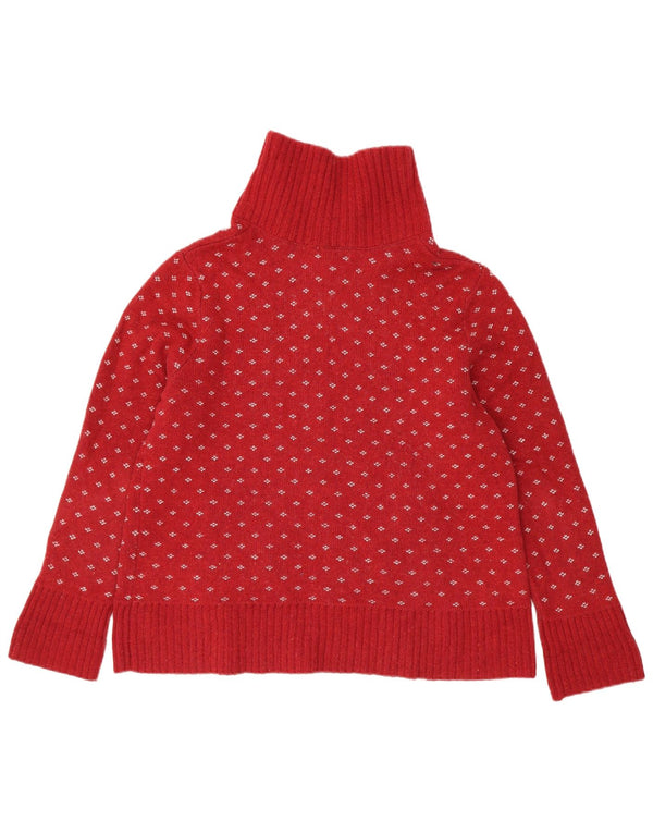 Eddie Bauer Womens Cardigan Sweater UK 18 XL Red Fair Isle Cotton