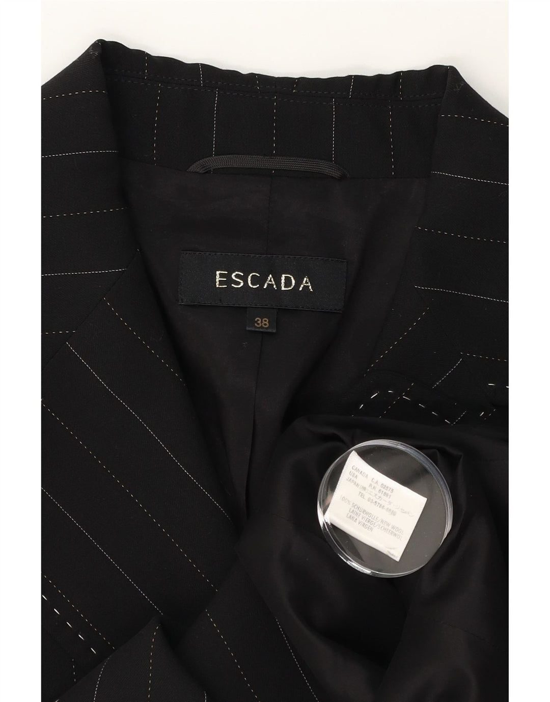 ESCADA Womens Oversized 3 Button Blazer Jacket EU 38 Medium Black Striped Vintage Escada and Second-Hand Escada from Messina Hembry 