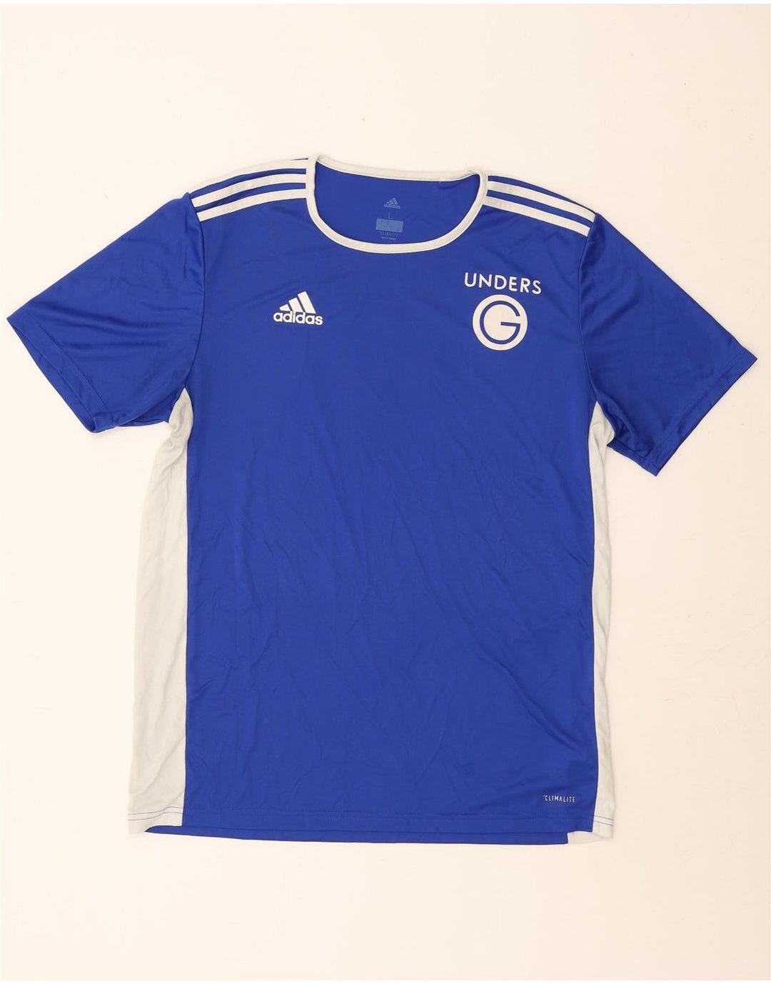 ADIDAS Mens Climalite T-Shirt Top Large Blue Colourblock Polyester Vintage Adidas and Second-Hand Adidas from Messina Hembry 