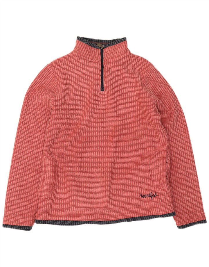 Weird Fish Womens Zip Neck Fleece Jumper UK 12 Medium Pink Polyester