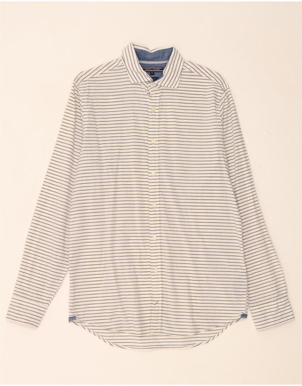 Camicia slim fit da donna Tommy Hilfiger UK 14 cotone a righe bianche medie