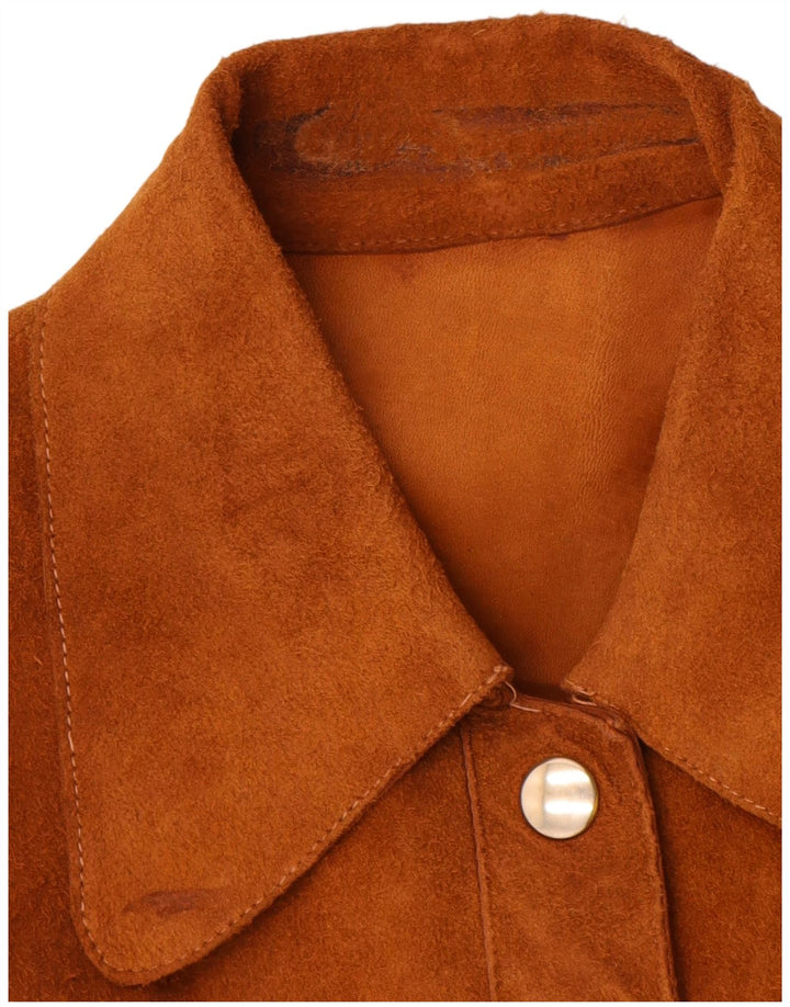 Vintage Womens Suede Jacket UK 10 Small Brown