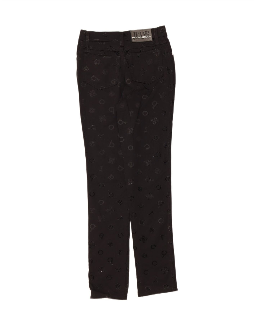 ROCCOBAROCCO Womens Graphic Slim Jeans W28 L29 Black Cotton Vintage Roccobarocco and Second-Hand Roccobarocco from Messina Hembry 