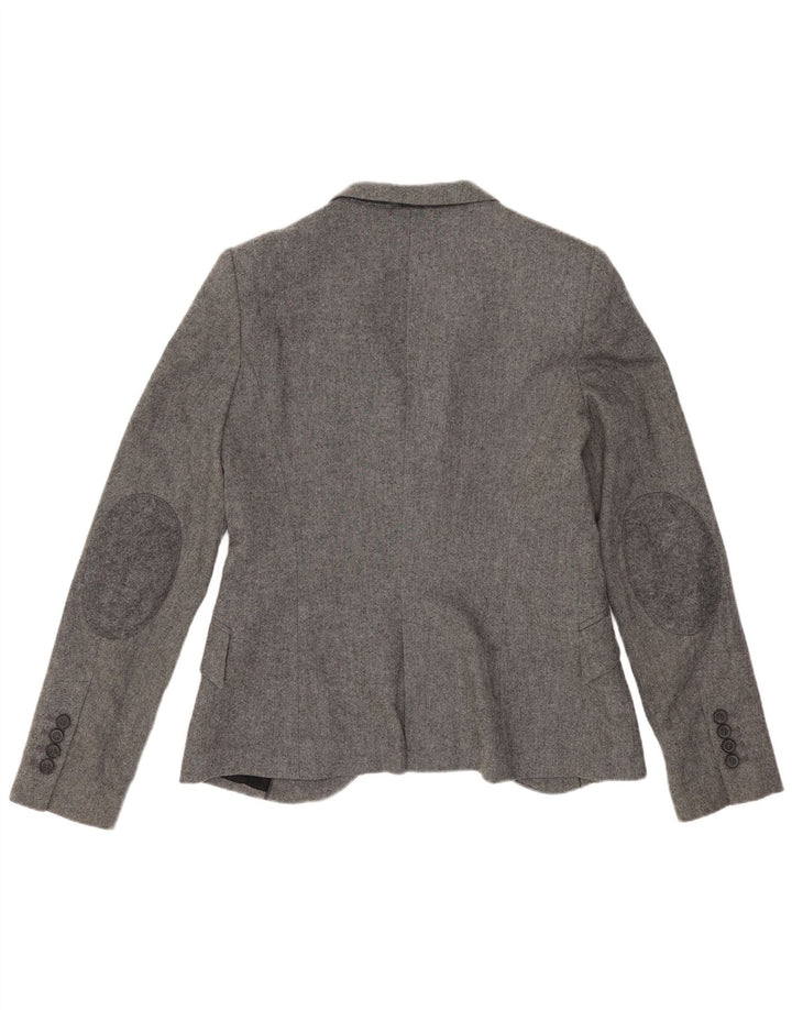 Zara Veste Blazer 1 Bouton Femme UK 12 Gris Moyen Viscose