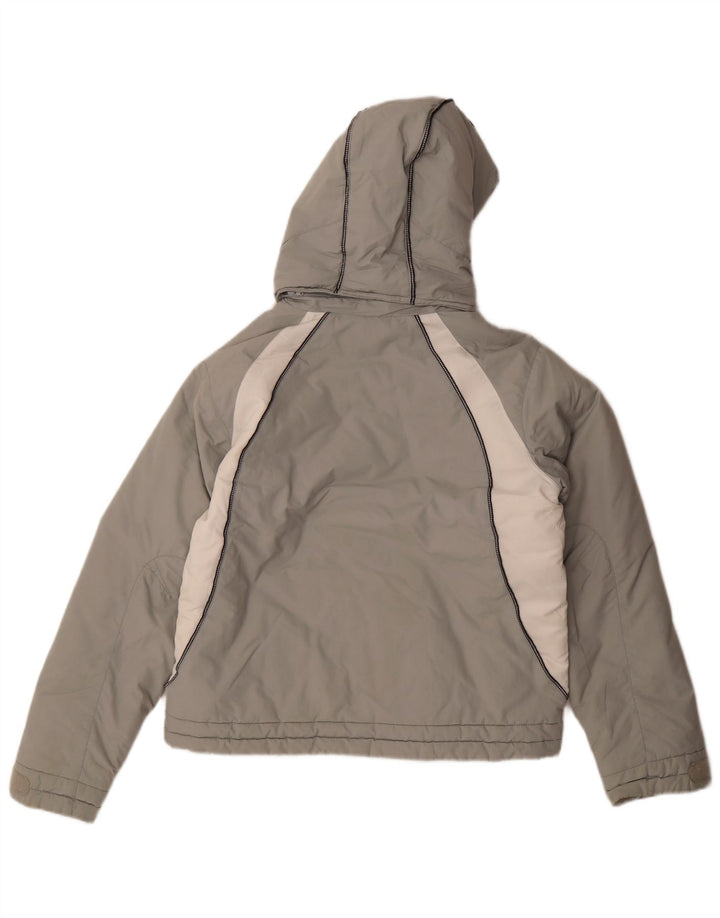 Adidas Womens Hooded Padded Jacket UK 10/12 Medium Grey Colourblock