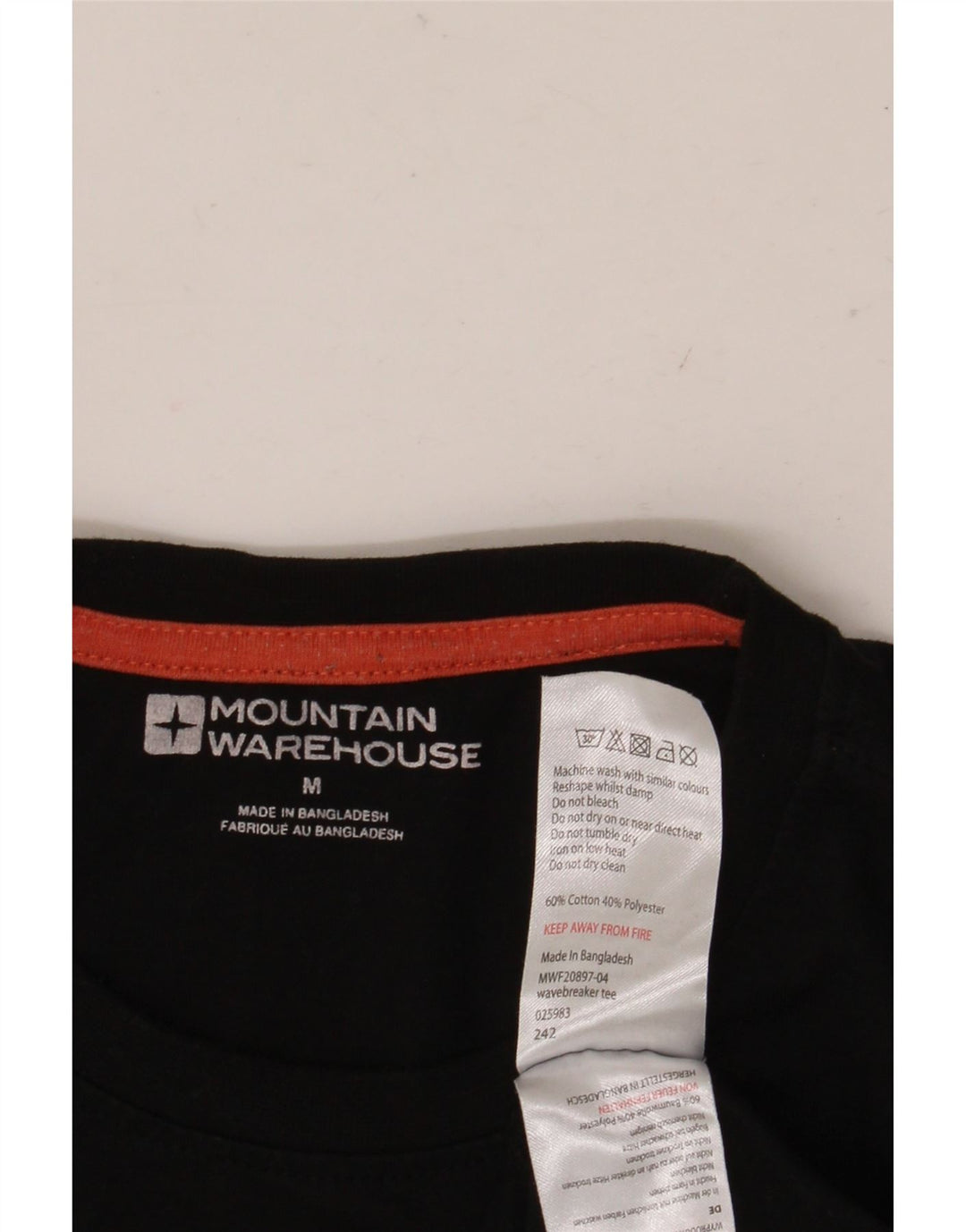 MOUNTAIN WAREHOUSE Herre grafisk T-shirt Top Medium Sort Bomuld