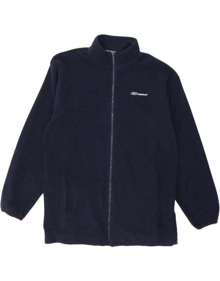 REEBOK Mens Fleece Jacket UK 44 2XL Navy Blue Polyester Vintage Reebok and Second-Hand Reebok from Messina Hembry 