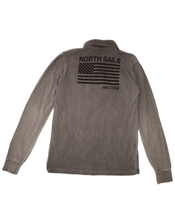 North Sails Boys Long Sleeve Polo Shirt 11-12 Years Grey Cotton