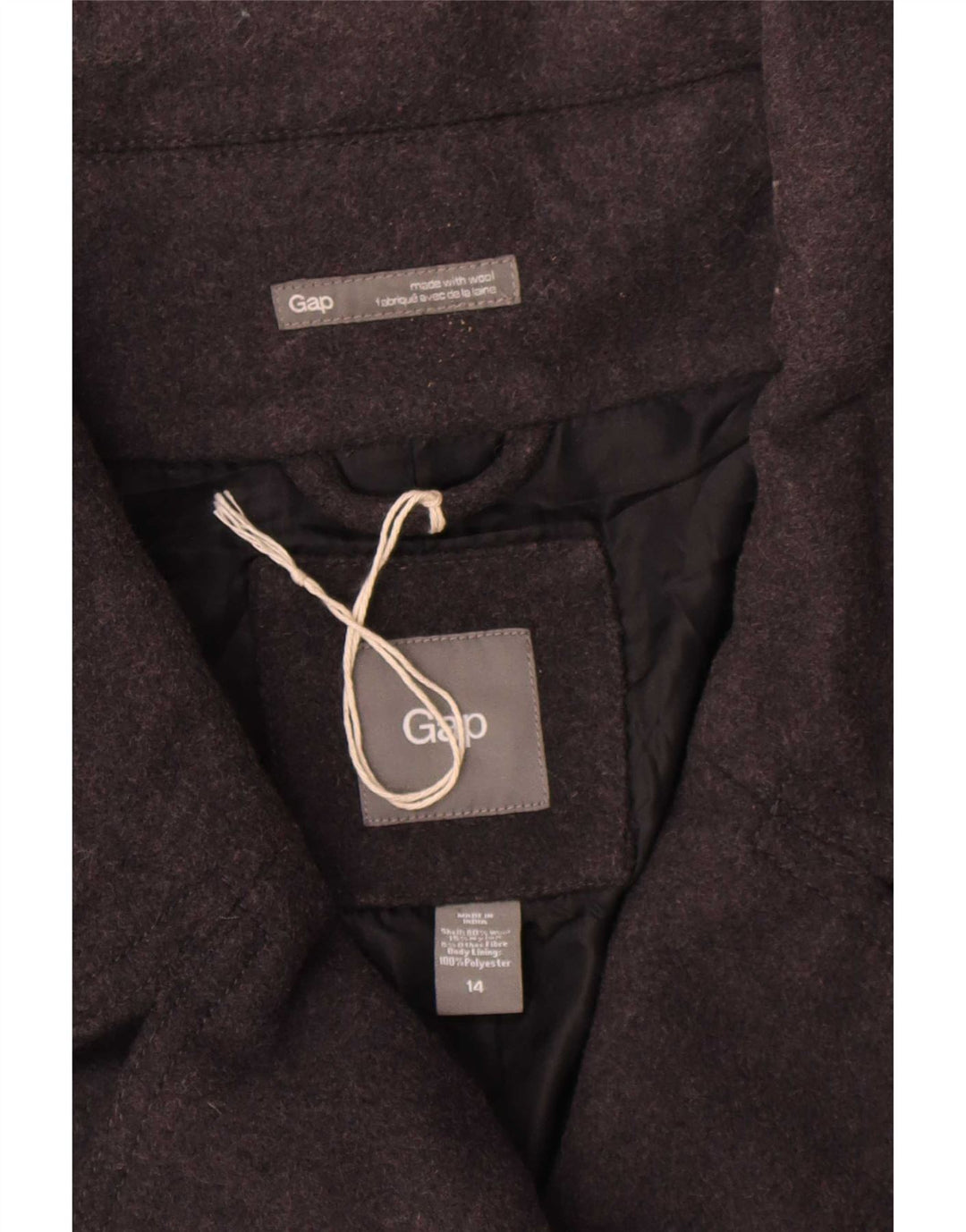 Gap Womens Pea Coat US 14 XL Grå Uld