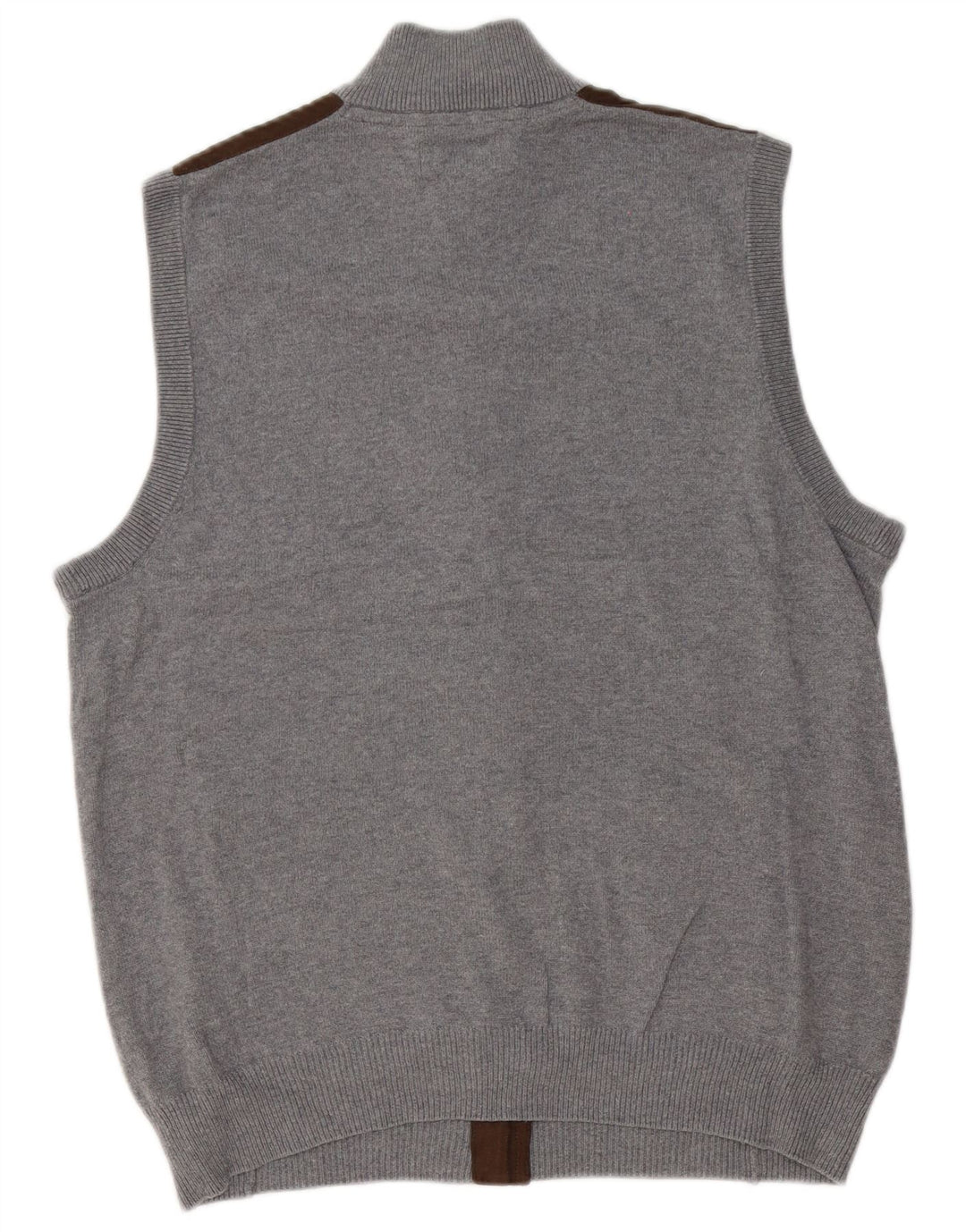 Chaps Mens Sleeveless Cardigan Sweater Medium Grey Colourblock Cotton