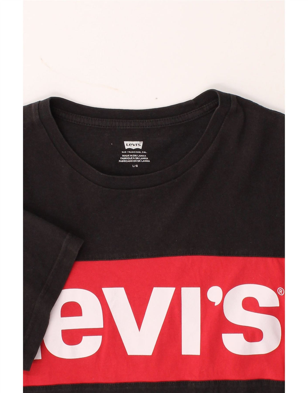 LEVI'S Mens Graphic T-Shirt Top Large Black Cotton Vintage Levi's and Second-Hand Levi's from Messina Hembry 