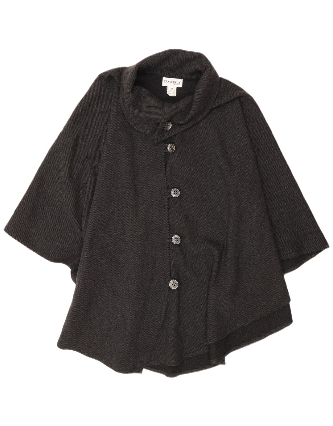Francesca Damen Cape-Mantel UK 14 Mittelgraue Nadelstreifenwolle