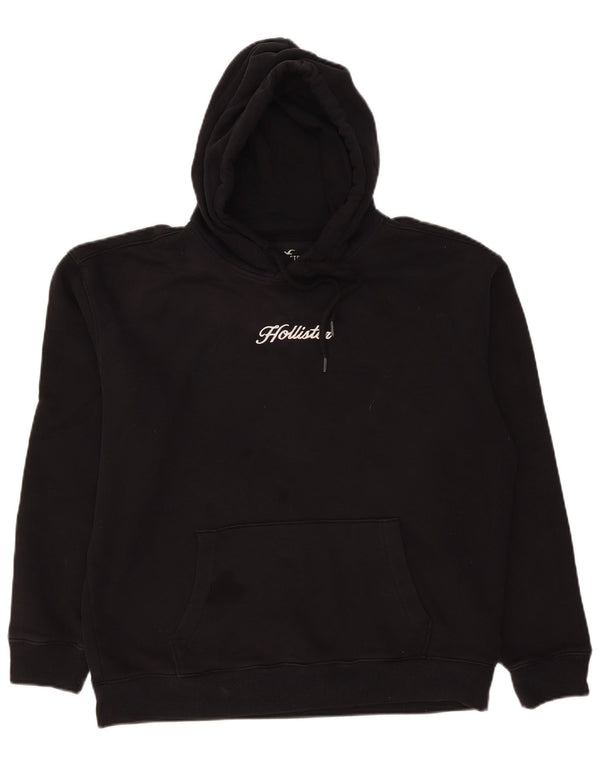 Hollister Mens Graphic Hoodie Jumper Large Black Cotton