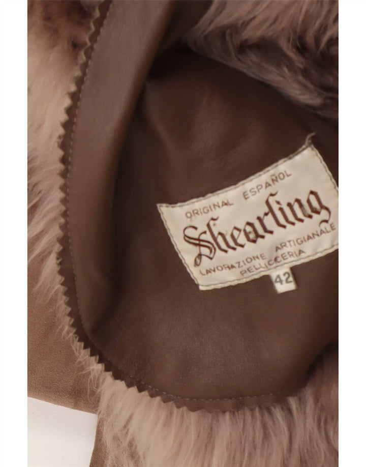 Vintage Dame Shearling Coat IT 42 Medium Brown