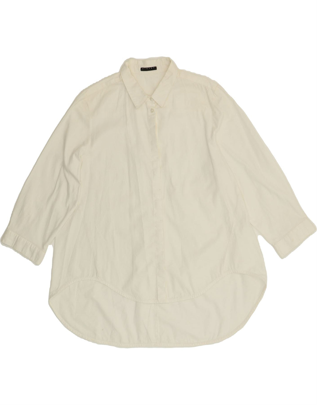 SISLEY Womens Asymmetric 3/4 Sleeve Shirt UK 14 Medium White Vintage Sisley and Second-Hand Sisley from Messina Hembry 