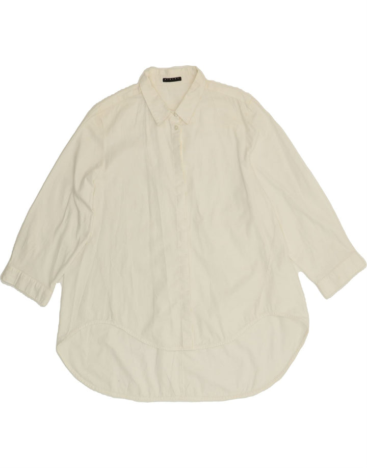 SISLEY Womens Asymmetric 3/4 Sleeve Shirt UK 14 Medium White Vintage Sisley and Second-Hand Sisley from Messina Hembry 