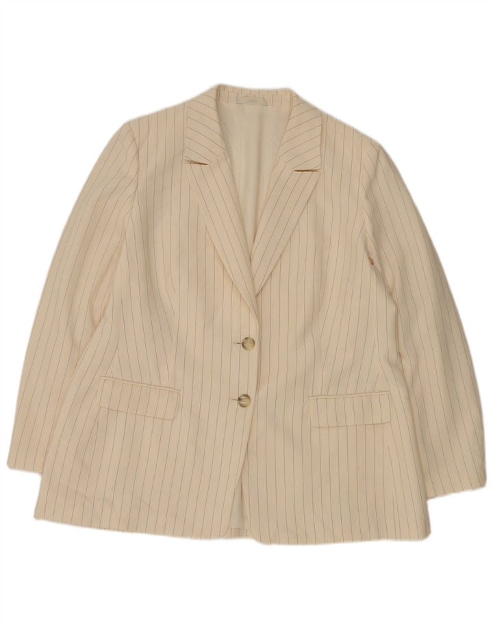 Marks & Spencer Womens 2 Button Blazer Jacket UK 20 2XL White Pinstripe
