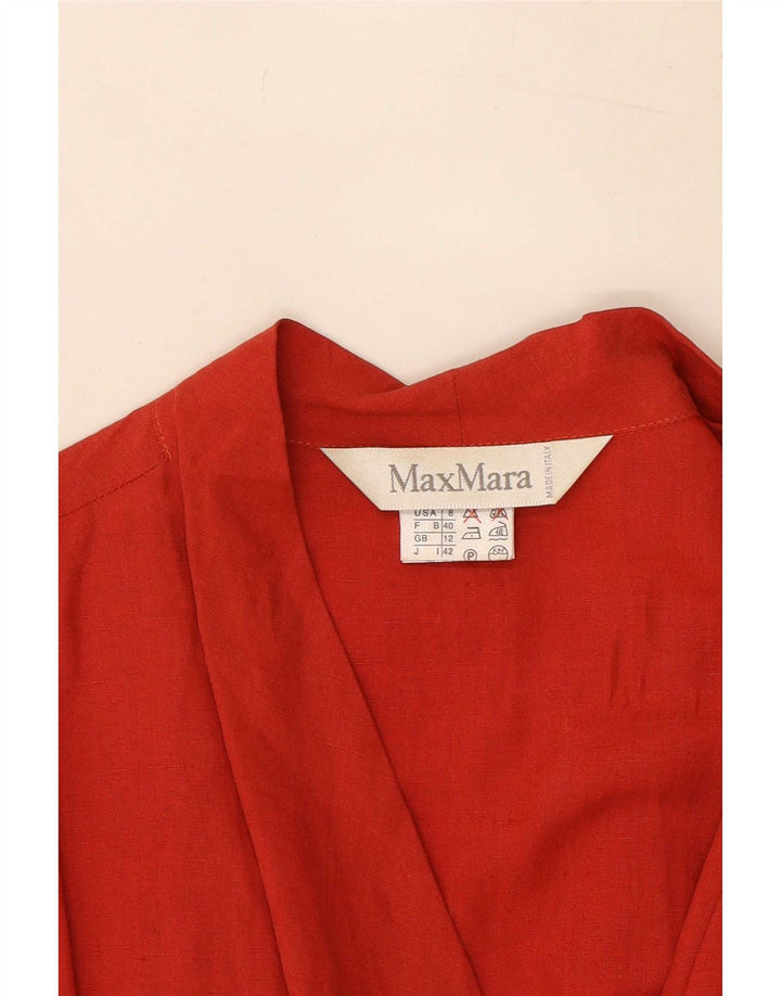 Max Mara Womens Wrap Dress UK 12 Medium Red Linen