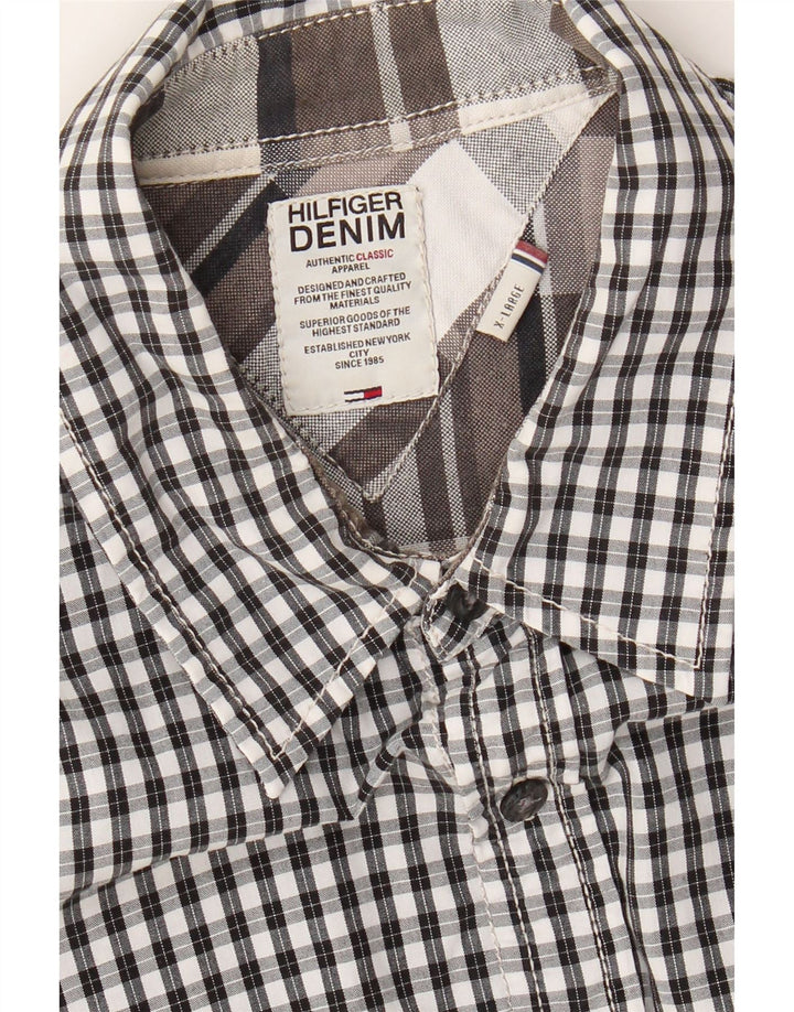 TOMMY HILFIGER Mens Shirt XL Black Check Cotton Vintage Tommy Hilfiger and Second-Hand Tommy Hilfiger from Messina Hembry 