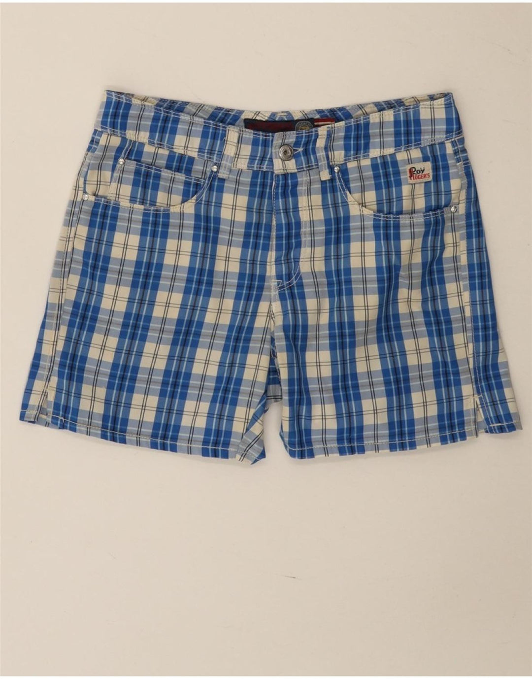 Roy Rogers Womens Casual Shorts IT 44 Medium W30  Blue Check Polyamide