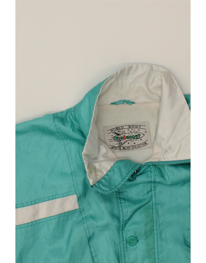 VINTAGE Mens Bomber Jacket UK 42 XL Turquoise Polyester Vintage Vintage and Second-Hand Vintage from Messina Hembry 