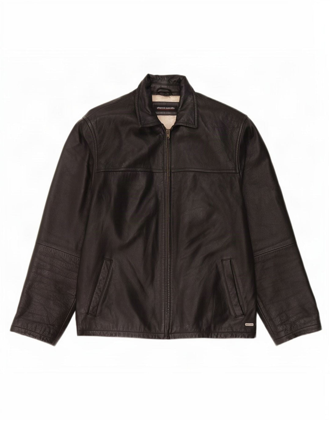 Pierre Cardin Mens Leather Jacket UK 40 Large Black