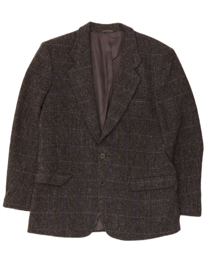 Vintage Mens 3 Button Blazer Jacket IT 48 Medium Grey Herringbone Wool