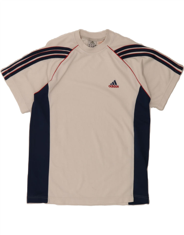 ADIDAS Boys T-Shirt Top 15-16 Years White Colourblock Polyester Vintage Adidas and Second-Hand Adidas from Messina Hembry 