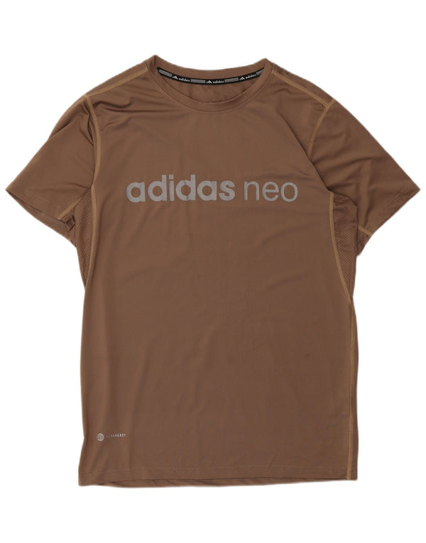 Adidas Mens Aeroready Graphic T-Shirt Top Large Brown Polyester