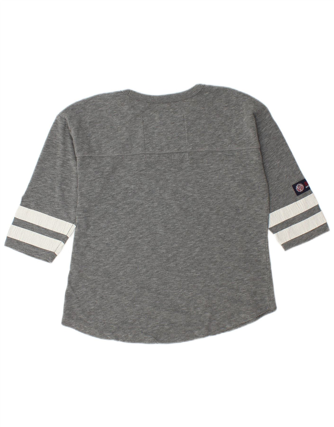 Superdry Womens Graphic Top 3/4 Sleeve UK 14 Medium Grey Cotton