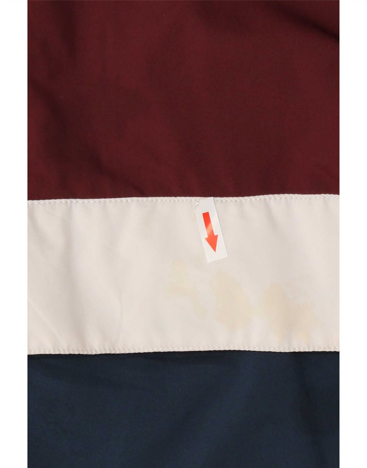 Vans Mens Hooded Pullover Rain Jacket UK 38 Medium Burgundy Colourblock
