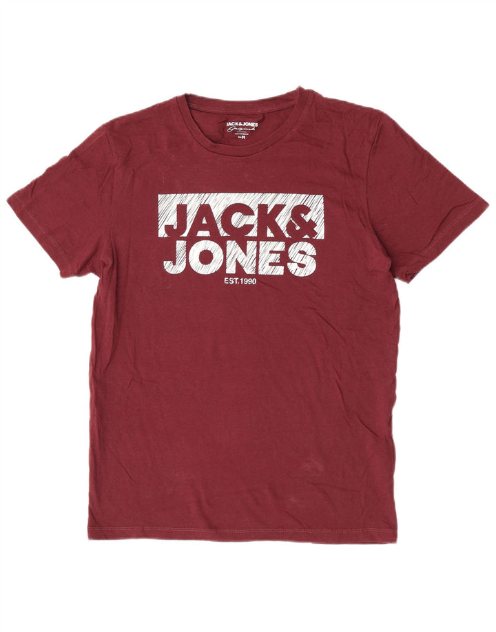 Jack & Jones Herre grafisk T-shirt Top Medium rødbrun bomuld