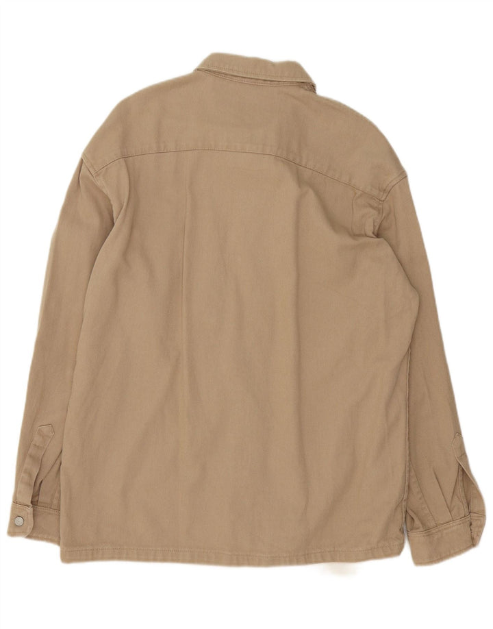Zara Mens Relaxed Fit Shirt Medium Beige Colourblock Cotton