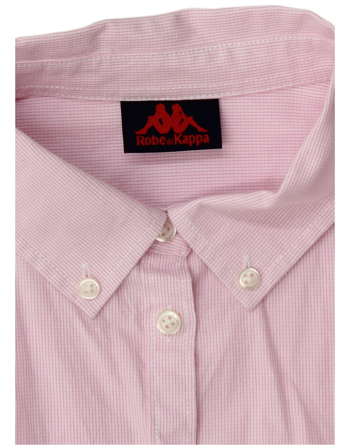 Kappa Womens Shirt UK 16 Large Pink Check Cotton