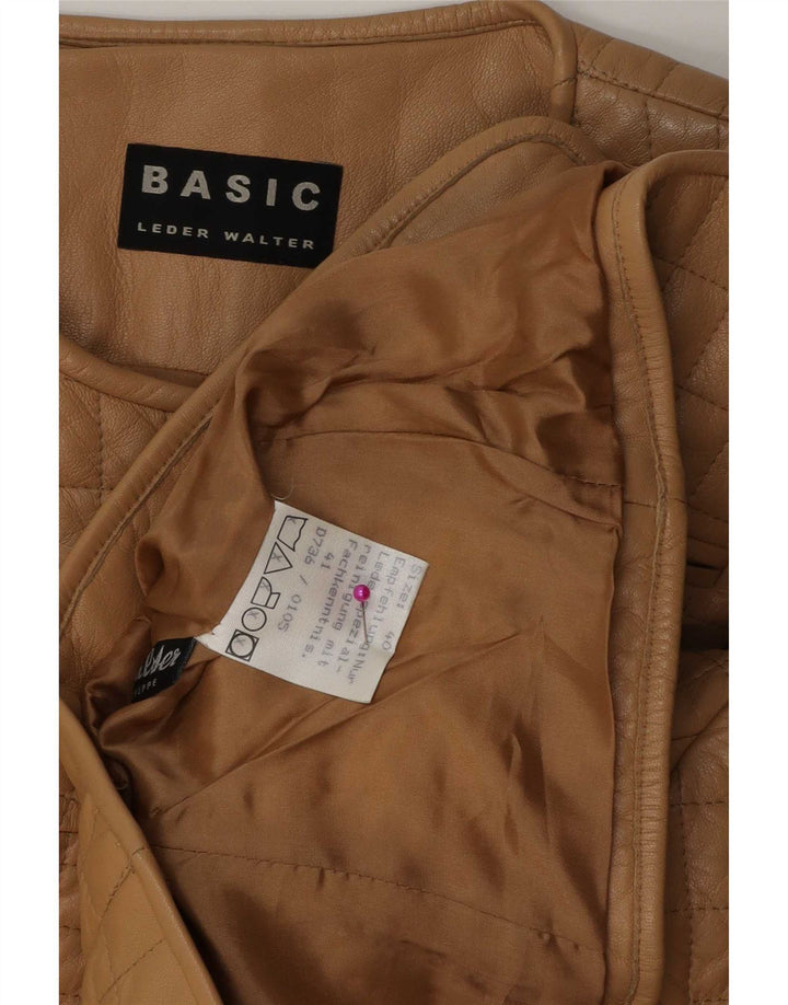 Chaqueta básica de piel acolchada para mujer IT 40 Small Beige Leather